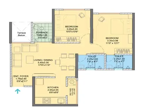 2bhk unit plan