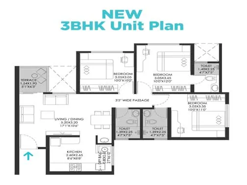 3bhk unit plan